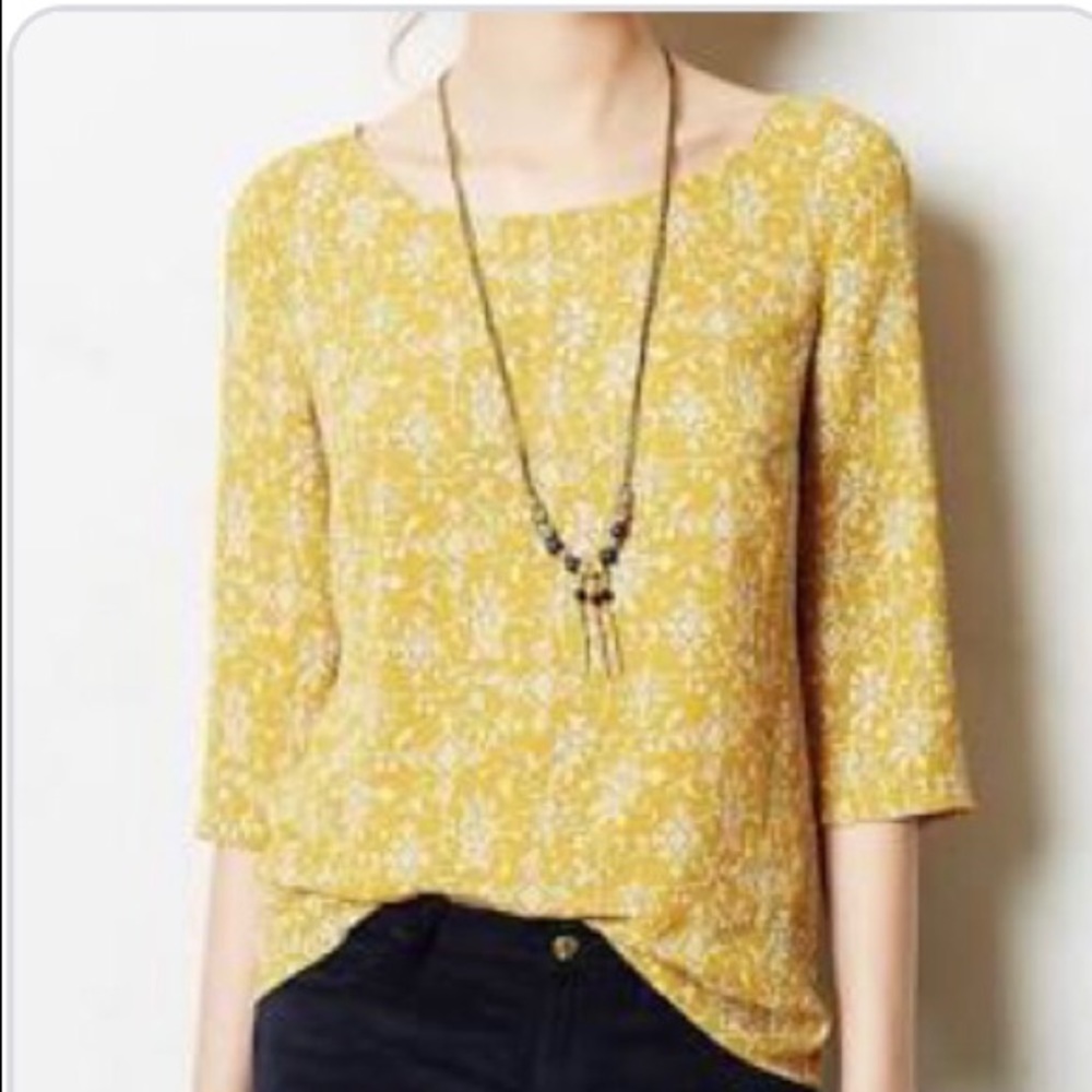 Anthropologie HD in Paris Eira Mustard Printed Blo